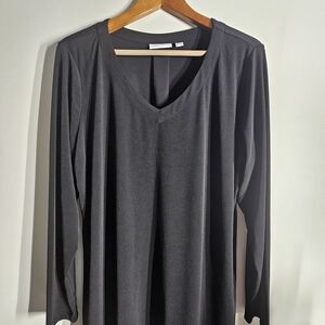 Susan Graver Gray Long Sleeve Relaxed Blouse